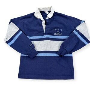 Vintage Barbarian Rugby Shirt Men's Small Navy Blue Striped Michigan